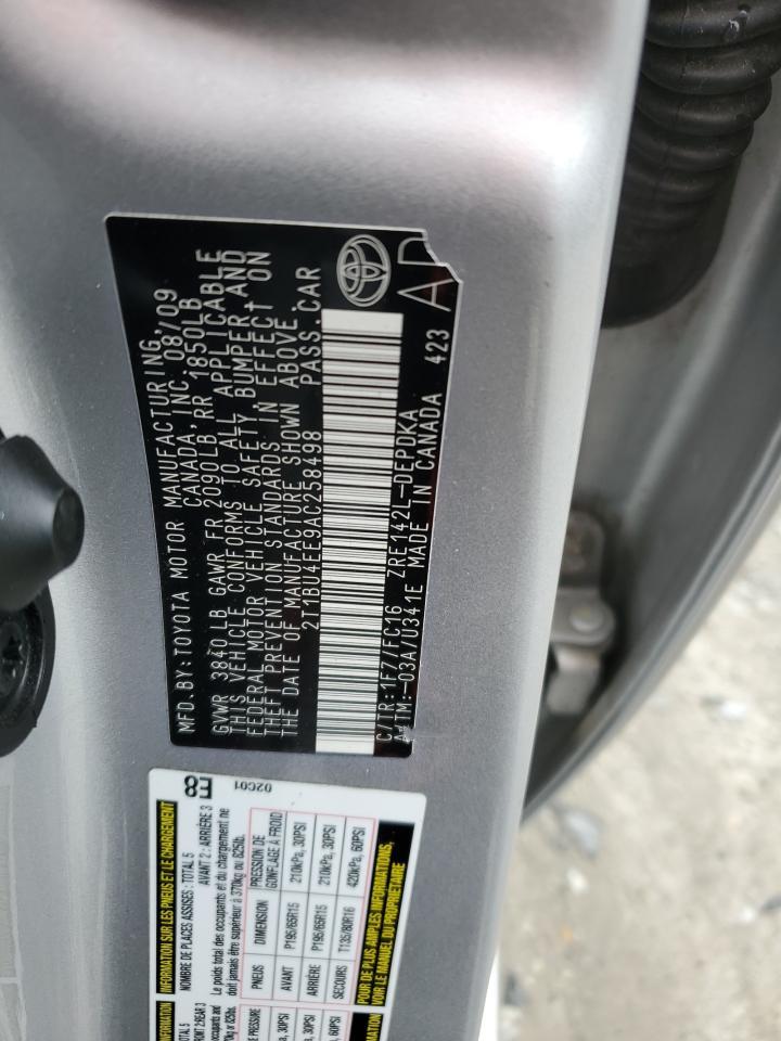 2010 Toyota Corolla Base Copart, lot number: 56249825, vin: 2T1BU4EE9AC258498. Thumbnail 12