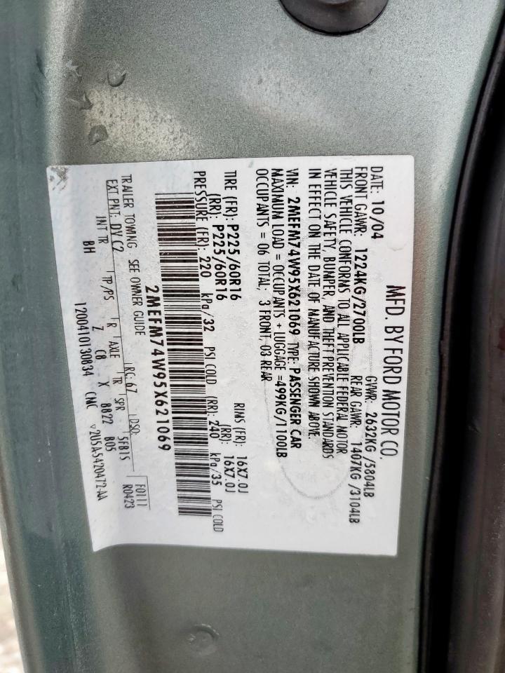 2005 Mercury Grand Marquis Gs Copart, lot number: 58977145, vin: 2MEFM74W95X621069. Thumbnail 12