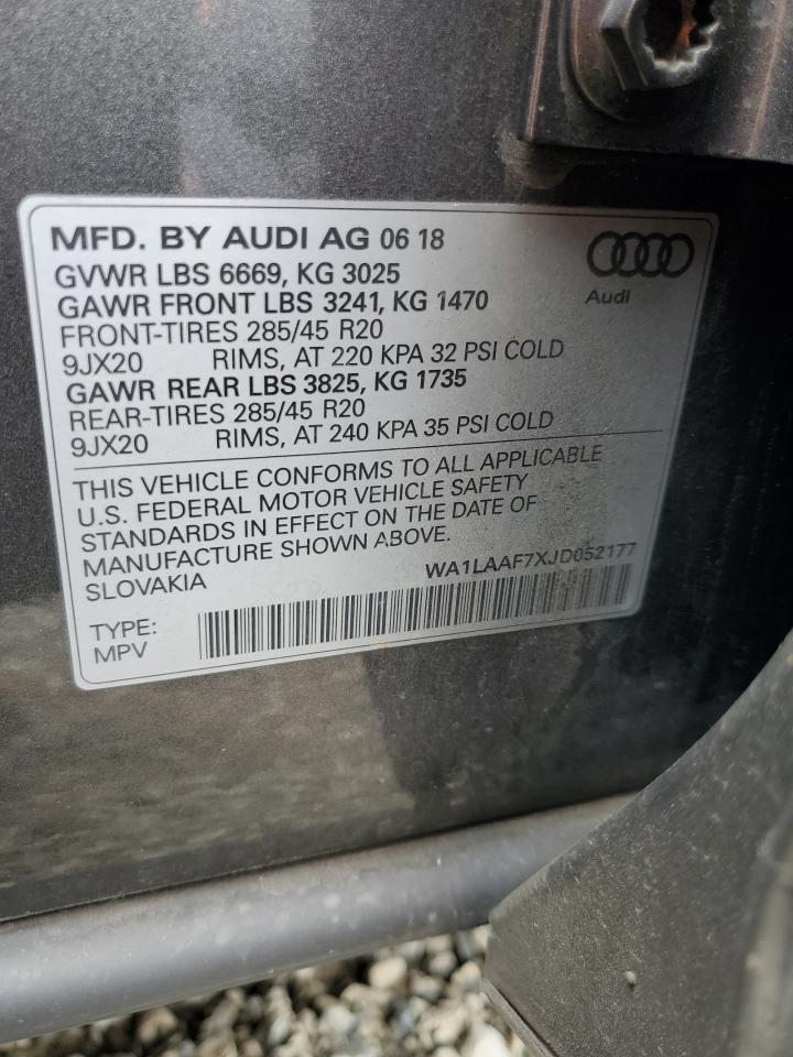2018 Audi Q7 Premium Plus Copart, lot number: 59147825, vin: WA1LAAF7XJD052177. Thumbnail 12