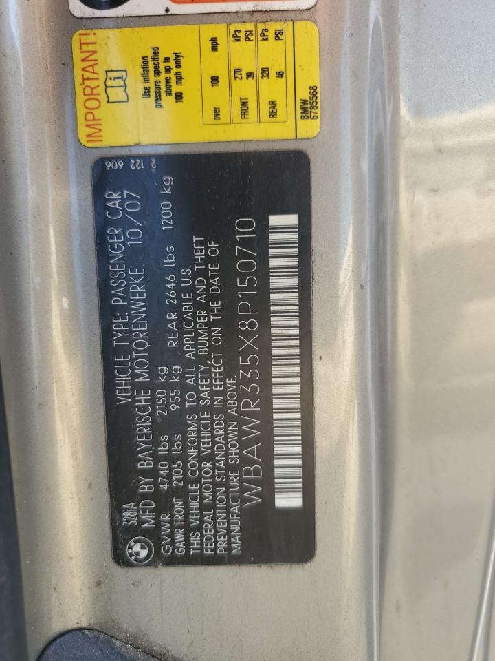 2008 BMW 328 I Sulev Copart, lot number: 59238415, vin: WBAWR335X8P150710. Thumbnail 12