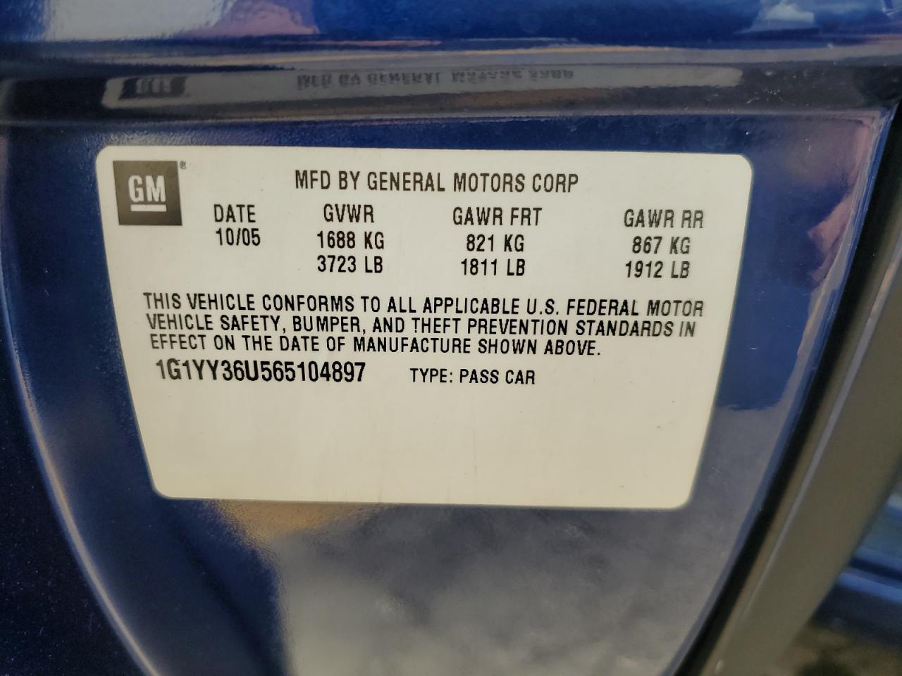 2006 Chevrolet Corvette Copart, lot number: 58737785, vin: 1G1YY36U565104897. Thumbnail 12