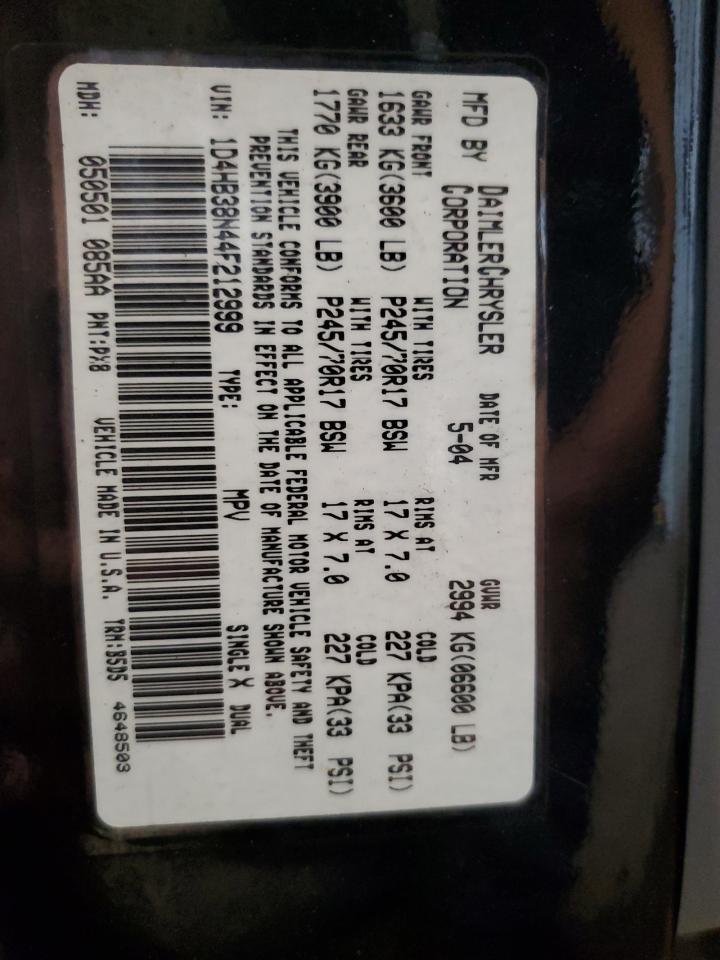 2004 Dodge Durango St Copart, lot number: 55525765, vin: 1D4HB38N44F212999. Thumbnail 14