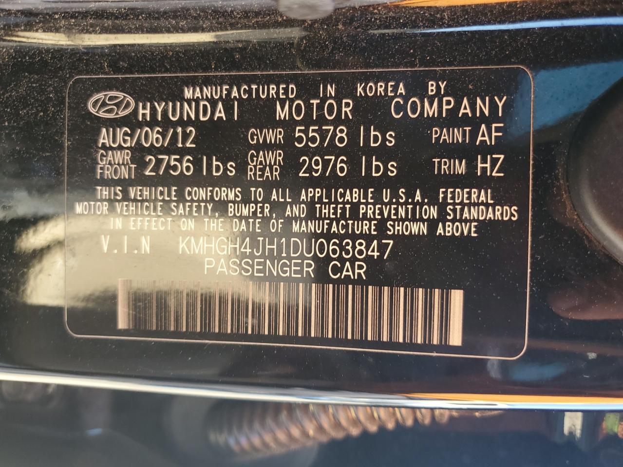 2013 Hyundai Equus Signature Copart, lot number: 58177565, vin: KMHGH4JH1DU063847. Thumbnail 13