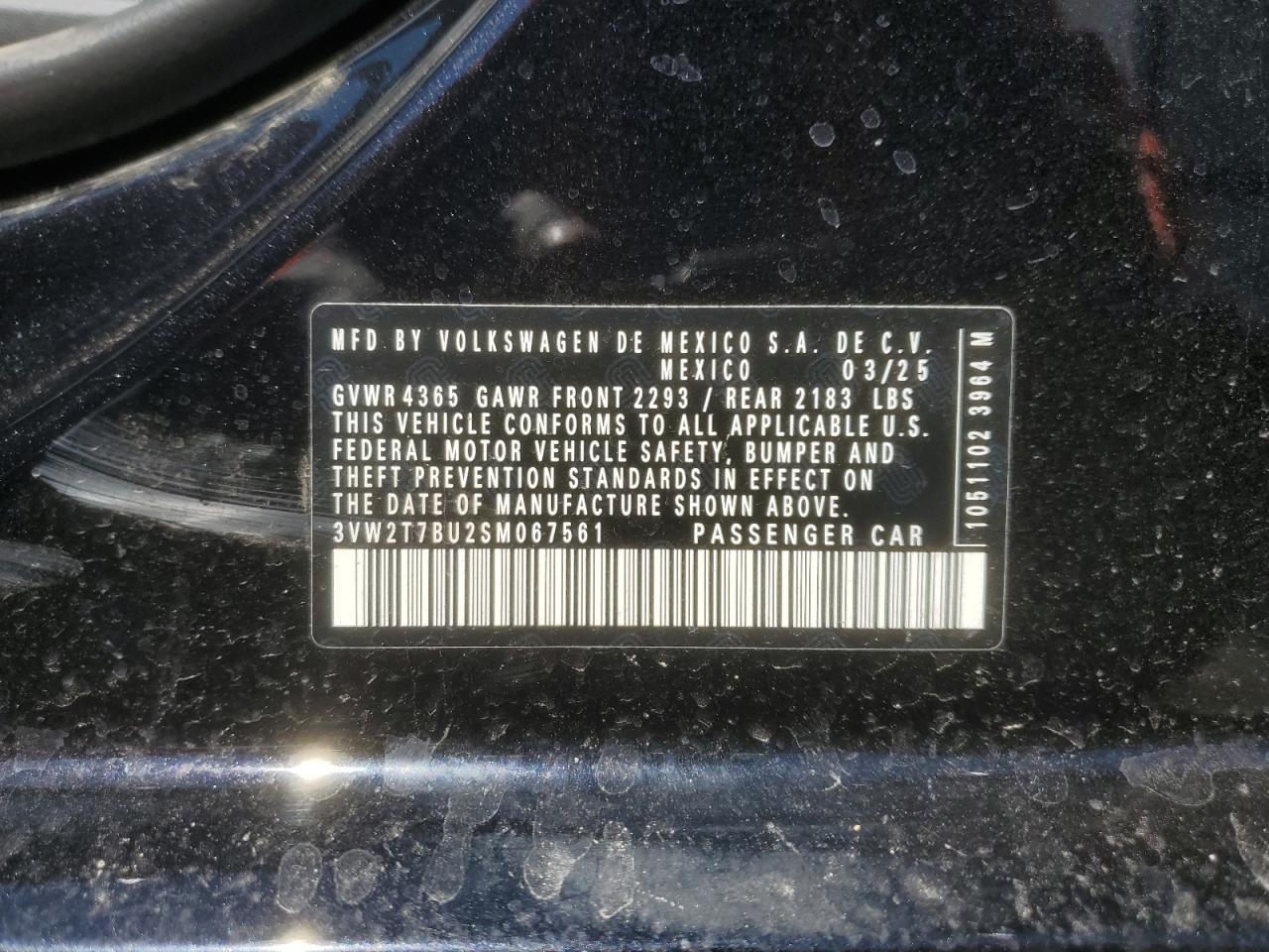 2025 Volkswagen Jetta Gli Autobahn Copart, lot number: 56225025, vin: 3VW2T7BU2SM067561. Thumbnail 12