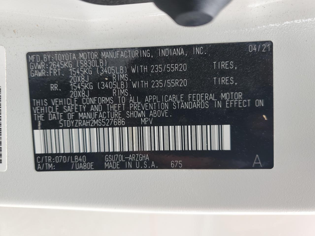 2021 Toyota Highlander Limited Copart, lot number: 56644015, vin: 5TDYZRAH2MS527686. Thumbnail 14