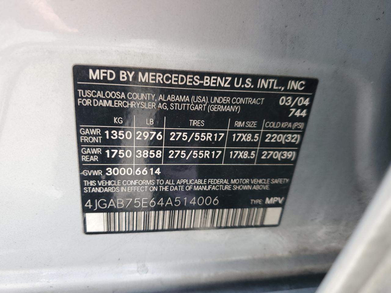 2004 Mercury Mls 500 Copart, lot number: 57248265, vin: NULL. Thumbnail 13