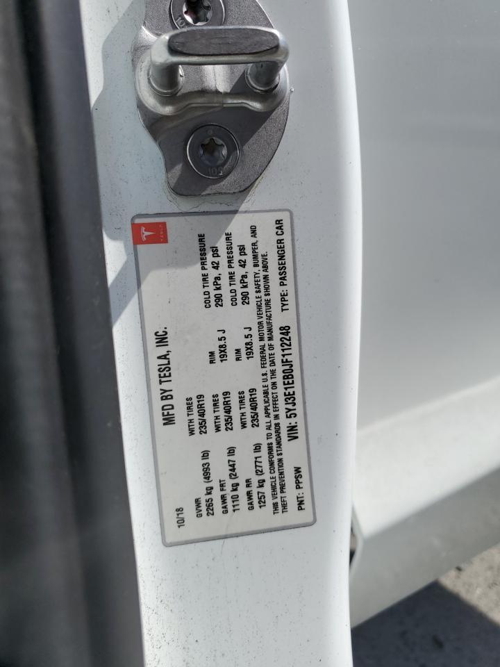 2018 Tesla Model 3 Copart, lot number: 59237595, vin: 5YJ3E1EB0JF112248. Thumbnail 12