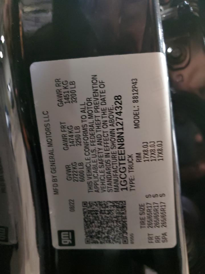 2022 Chevrolet Colorado Zr2 Copart, lot number: 55727505, vin: 1GCGTEEN8N1274328. Thumbnail 12