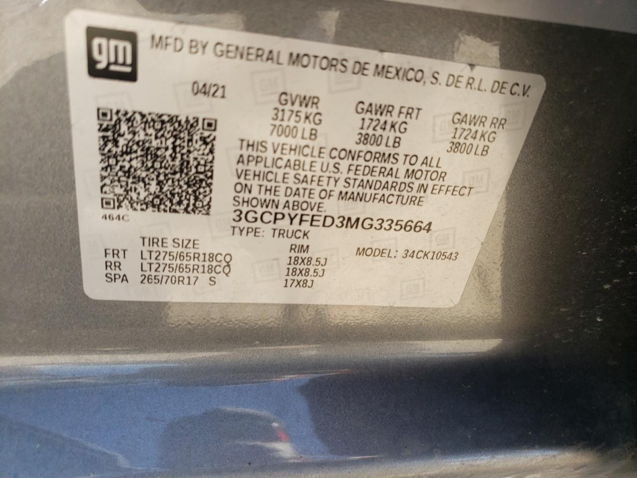 2021 Chevrolet Silverado K1500 Lt Trail Boss Copart, lot number: 56665805, vin: 3GCPYFED3MG335664. Thumbnail 12