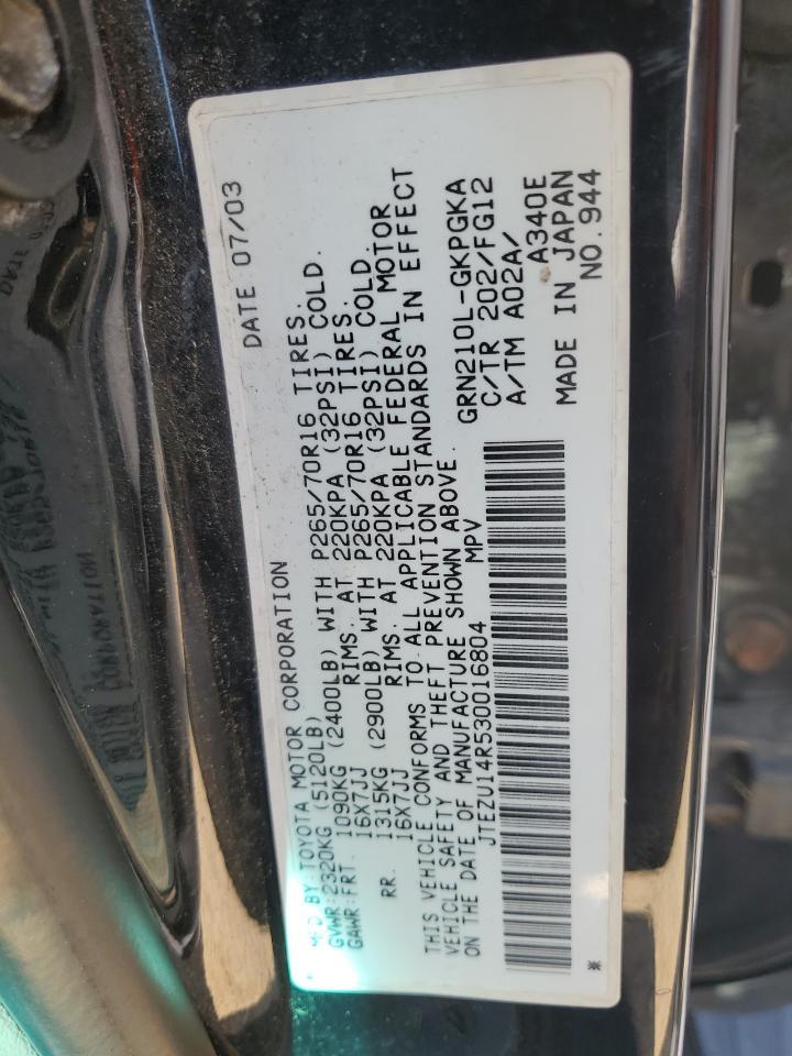 2003 Toyota 4Runner Sr5 Copart, lot number: 56659465, vin: JTEZU14R530016804. Thumbnail 13