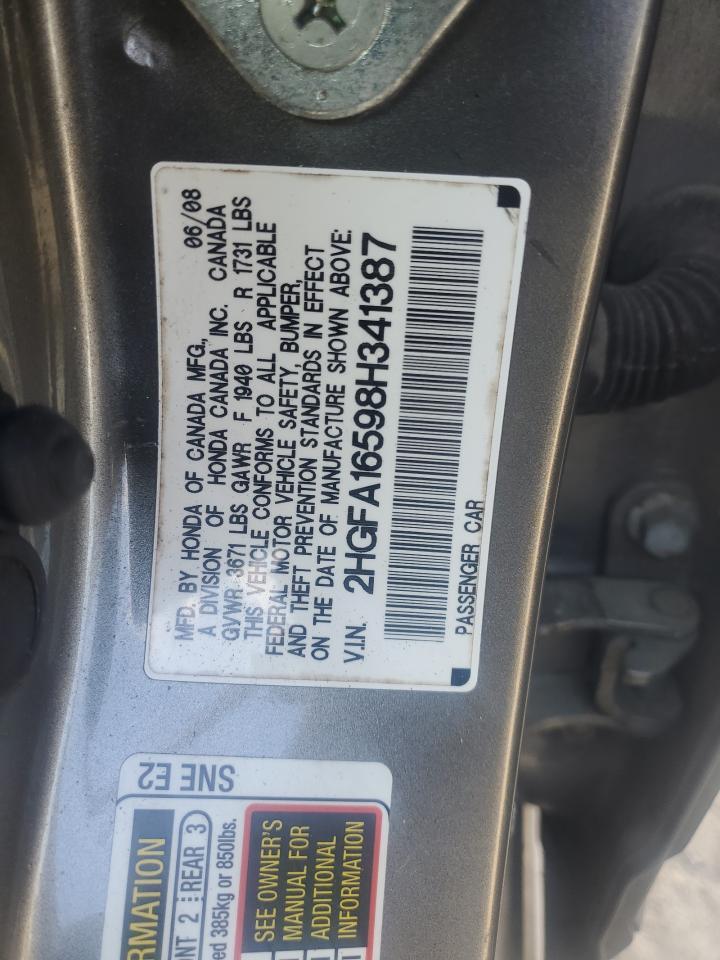 2008 Honda Civic Lx Copart, lot number: 56383025, vin: 2HGFA16598H341387. Thumbnail 12