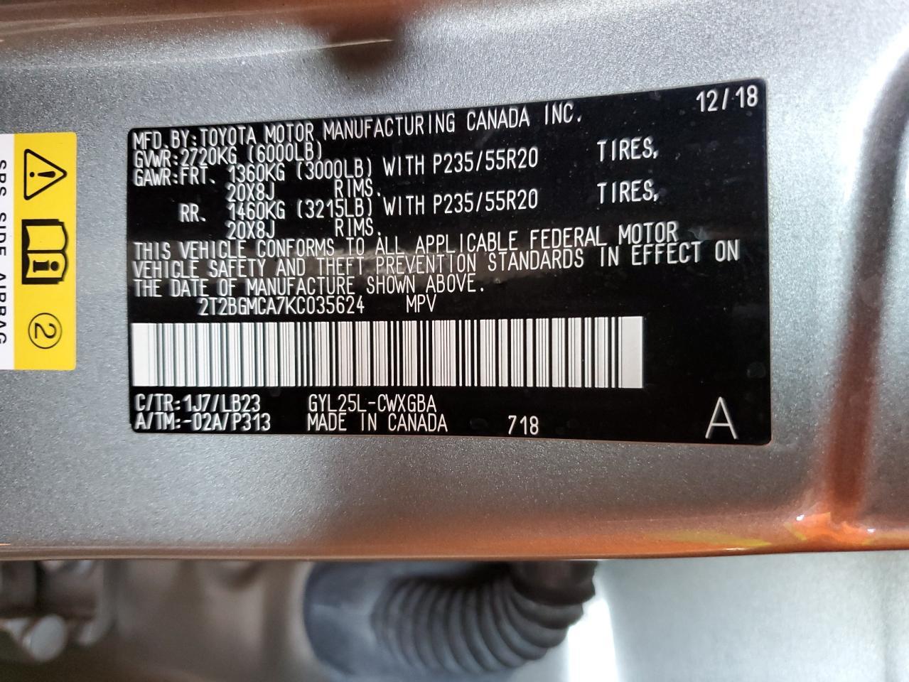 2019 Lexus Rx 450H Base Copart, lot number: 58935495, vin: 2T2BGMCA7KC035624. Thumbnail 14