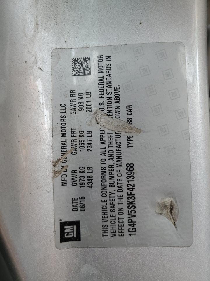 2015 Buick Verano 1Sv Copart, lot number: 58639395, vin: 1G4PV5SK3F4213968. Thumbnail 12