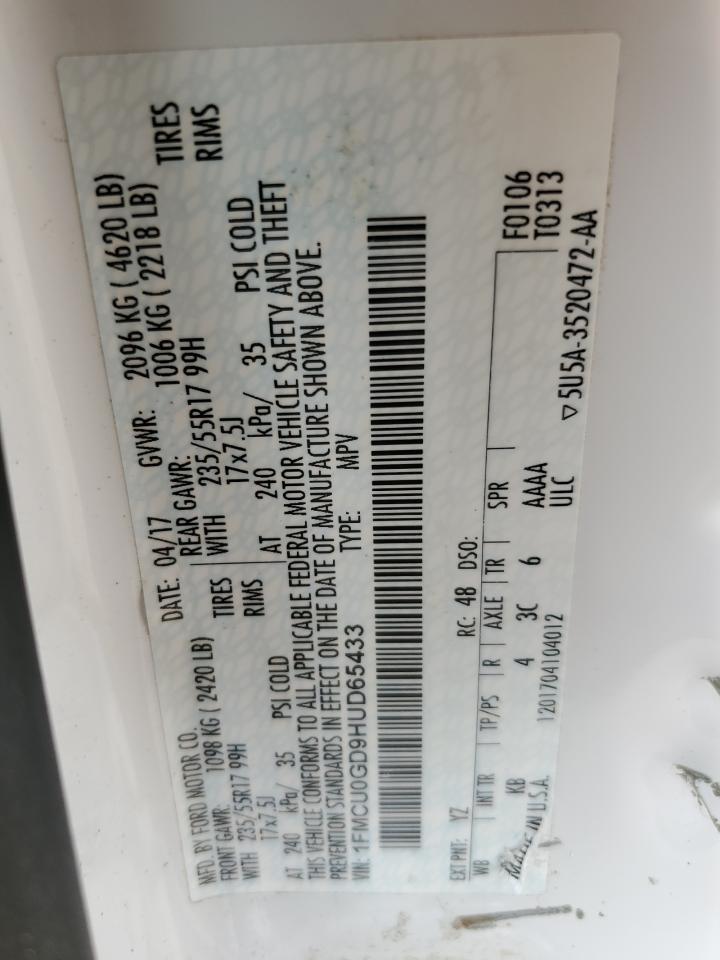 2017 Ford Escape Se Copart, lot number: 56694455, vin: 1FMCU0GD9HUD65433. Thumbnail 13