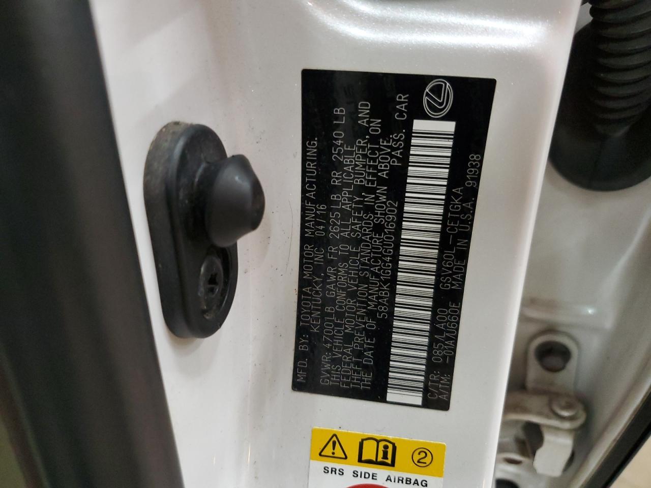 2016 Lexus Es 350 Copart, lot number: 55285825, vin: 58ABK1GG4GU016902. Thumbnail 13