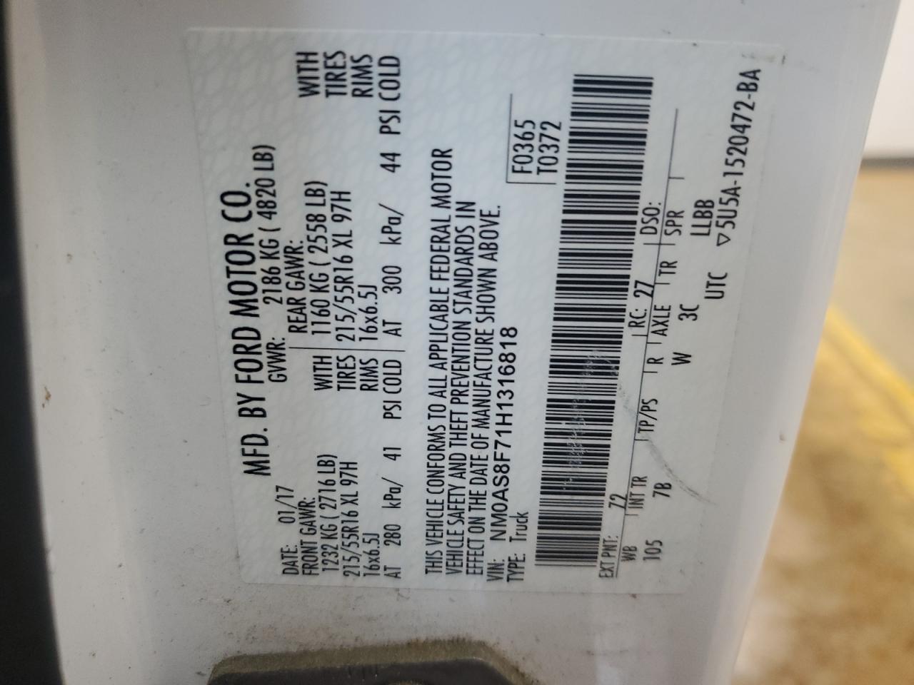 2017 Ford Transit Connect Xlt Copart, lot number: 56379045, vin: NM0AS8F71H1316818. Thumbnail 13