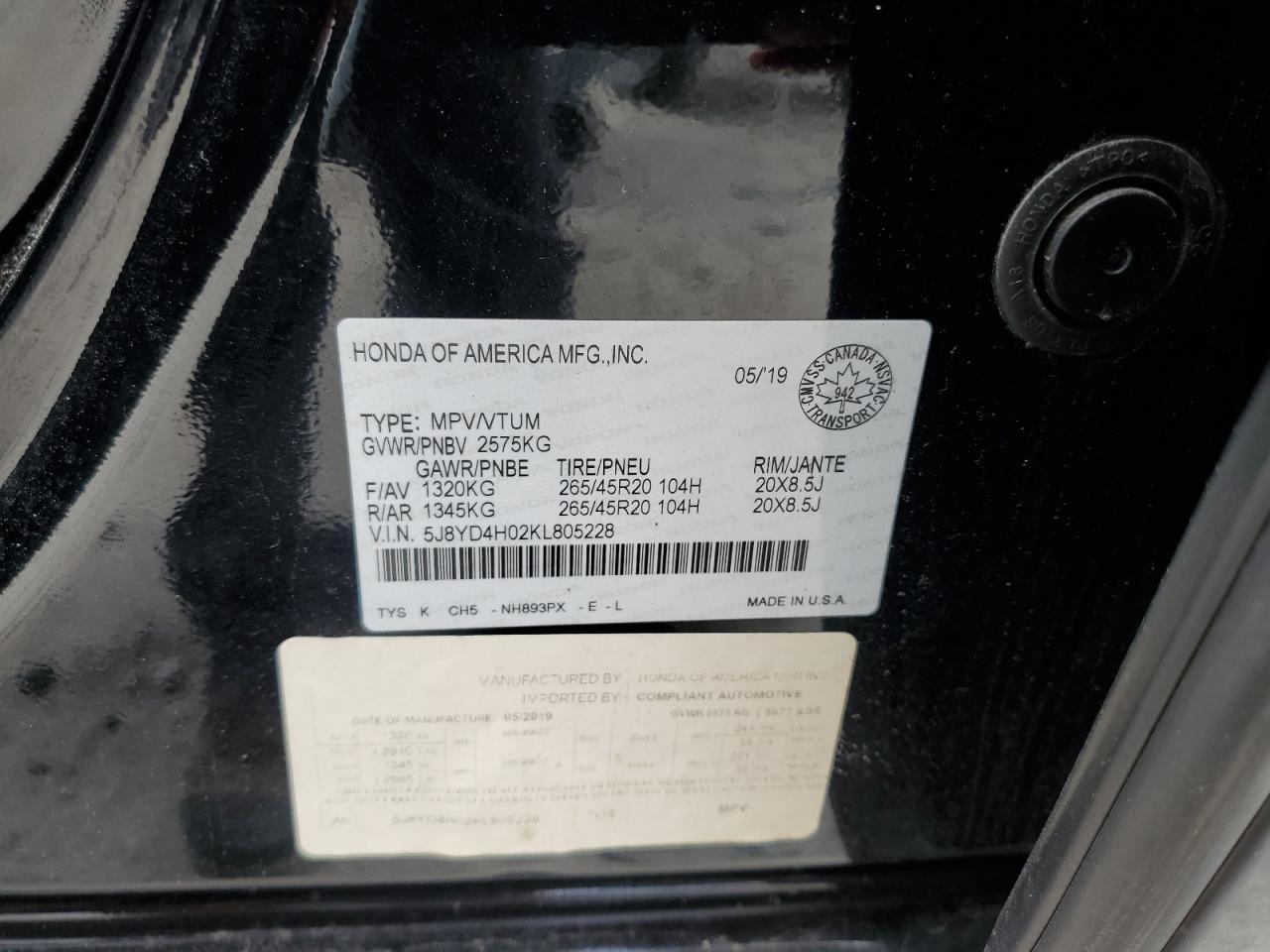 2019 Acura Mdx A-Spec Copart, lot number: 55994005, vin: 5J8YD4H02KL805228. Thumbnail 13
