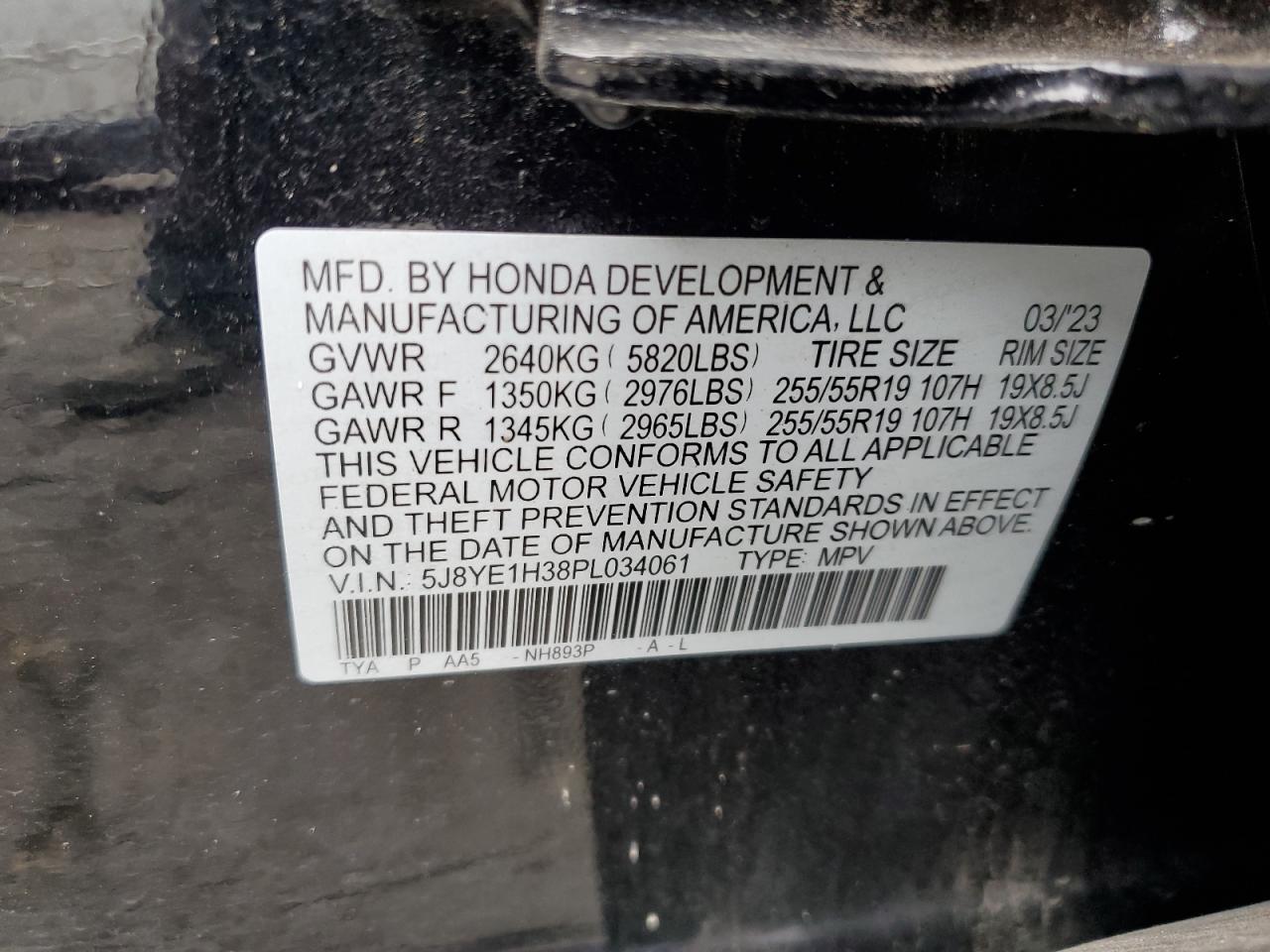 2023 Acura Mdx Copart, lot number: 56518585, vin: 5J8YE1H38PL034061. Thumbnail 13