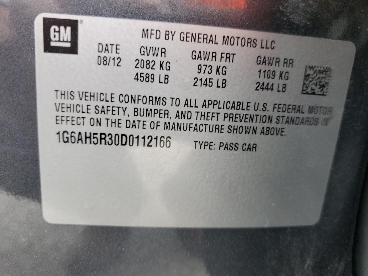 2013 Cadillac Ats Luxury Copart, lot number: 58662565, vin: 1G6AH5R30D0112166. Thumbnail 13