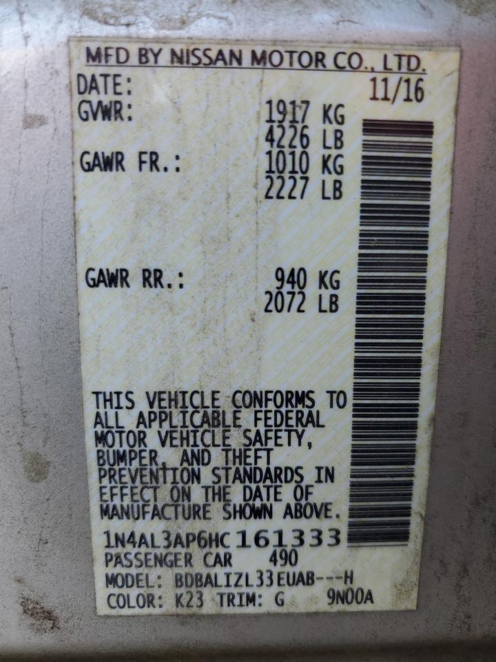 2017 Nissan Altima 2.5 Copart, lot number: 55524015, vin: 1N4AL3AP6HC161333. Thumbnail 13