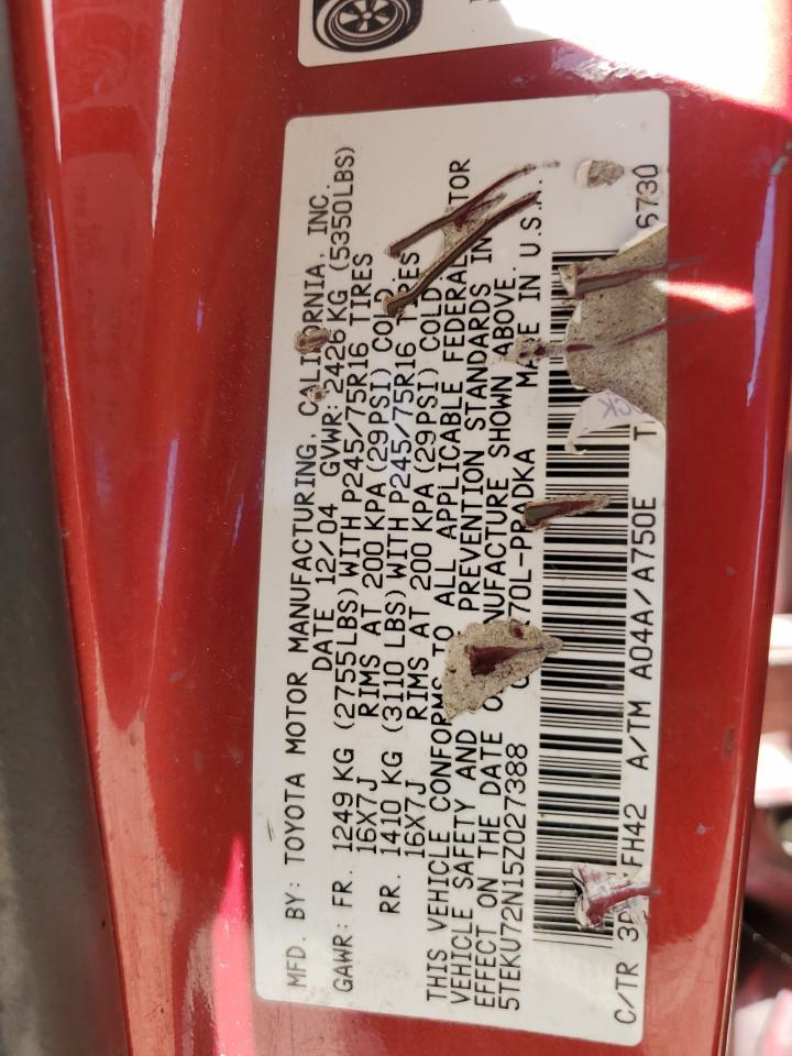 2005 Toyota Tacoma Double Cab Prerunner Long Bed Copart, lot number: 56365405, vin: 5TEKU72N15Z027388. Thumbnail 12