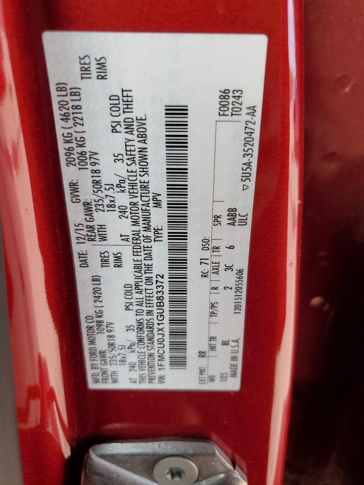 2016 Ford Escape Titanium Copart, lot number: 56745045, vin: 1FMCU0JX1GUB83372. Thumbnail 13