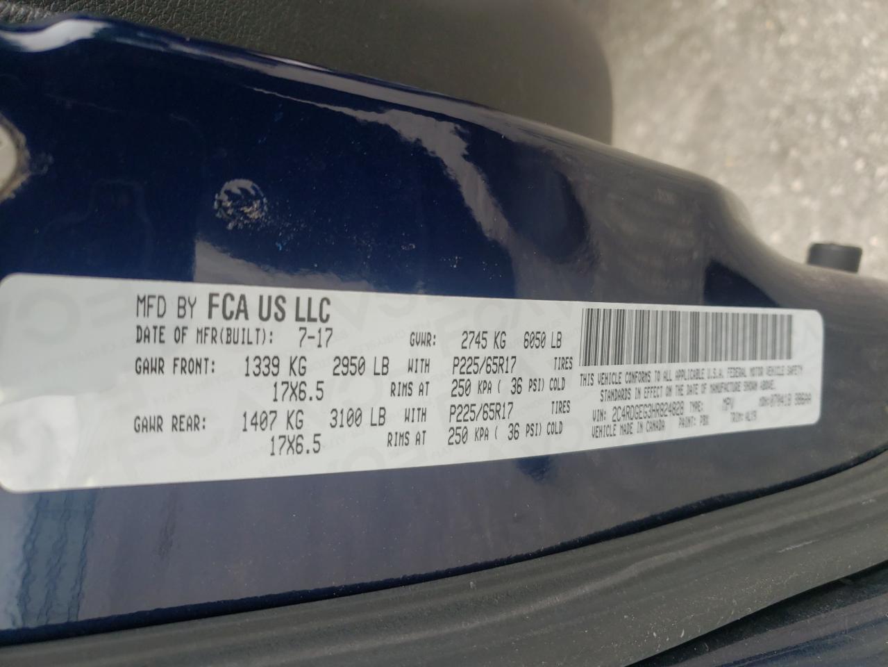 2017 Dodge Grand Caravan Gt Copart, lot number: 58759545, vin: 2C4RDGEG3HR824828. Thumbnail 13