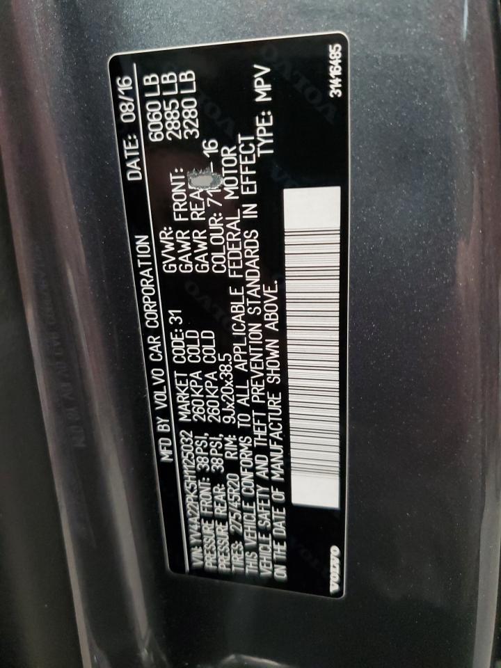 2017 Volvo Xc90 T6 Copart, lot number: 56571475, vin: YV4A22PK5H1125032. Thumbnail 13