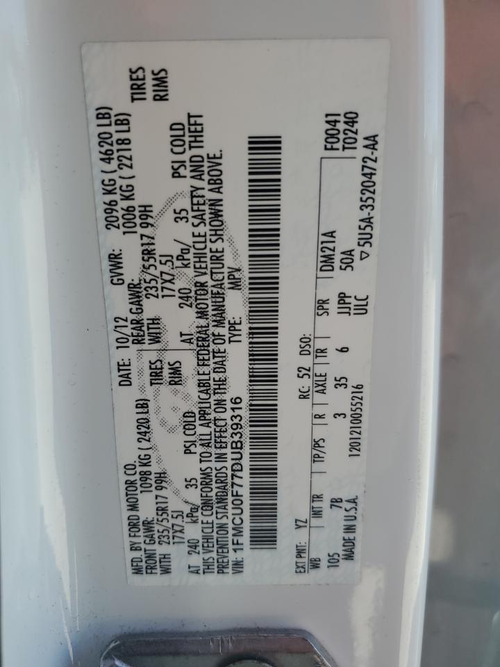 2013 Ford Escape S Copart, lot number: 56046785, vin: 1FMCU0F77DUB39316. Thumbnail 14