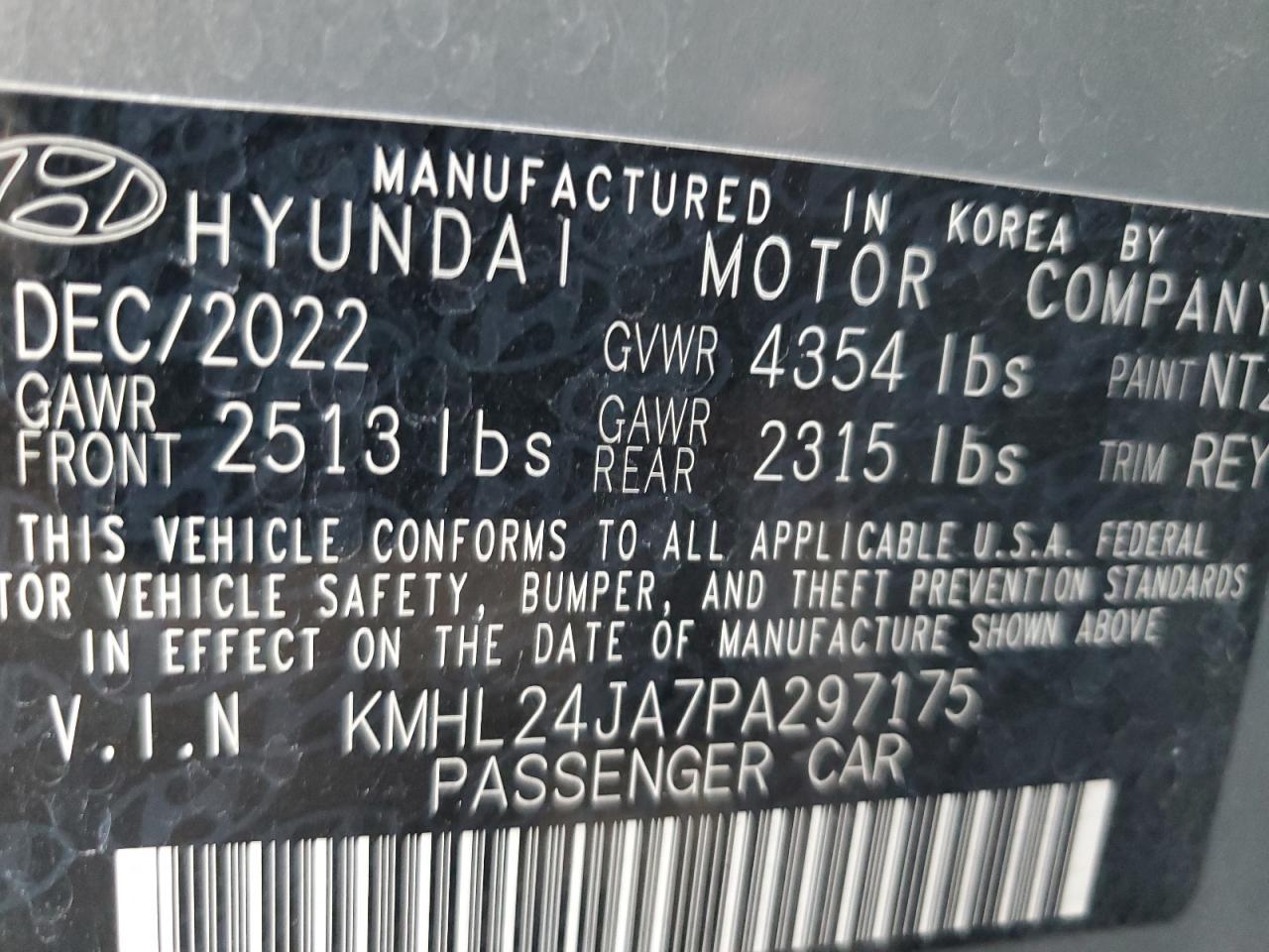 2023 Hyundai Sonata Se Copart, lot number: 59406615, vin: KMHL24JA7PA297175. Thumbnail 12