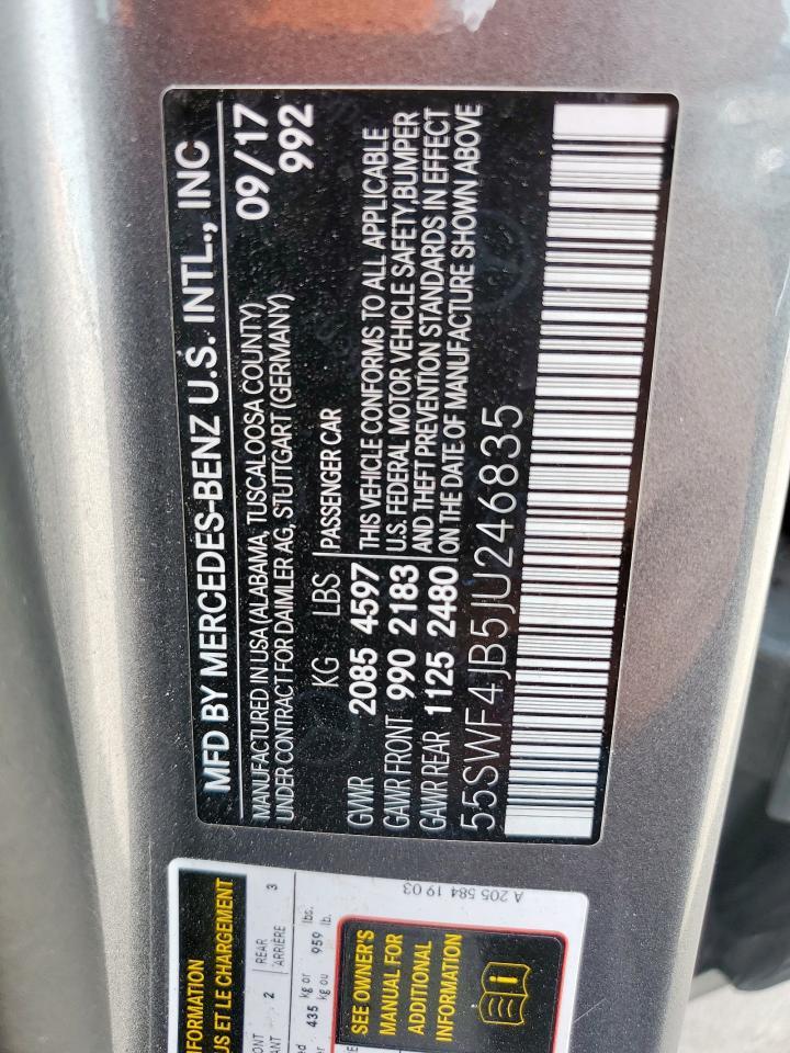 2018 Mercedes-Benz C 300 Copart, lot number: 59124125, vin: 55SWF4JB5JU246835. Thumbnail 12