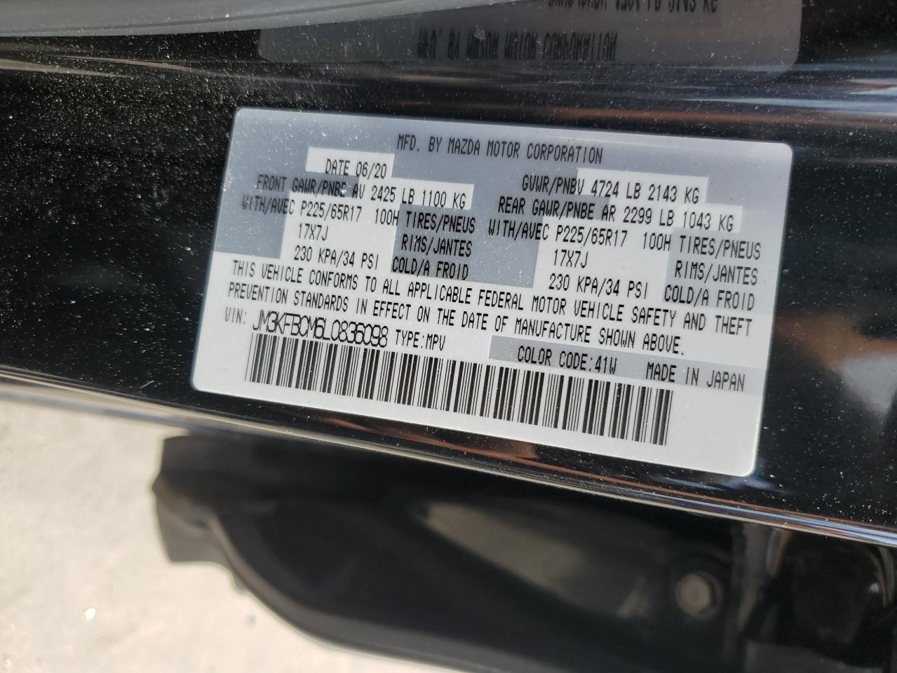 2020 Mazda Cx-5 Touring Copart, lot number: 58640115, vin: JM3KFBCM6L0836098. Thumbnail 13