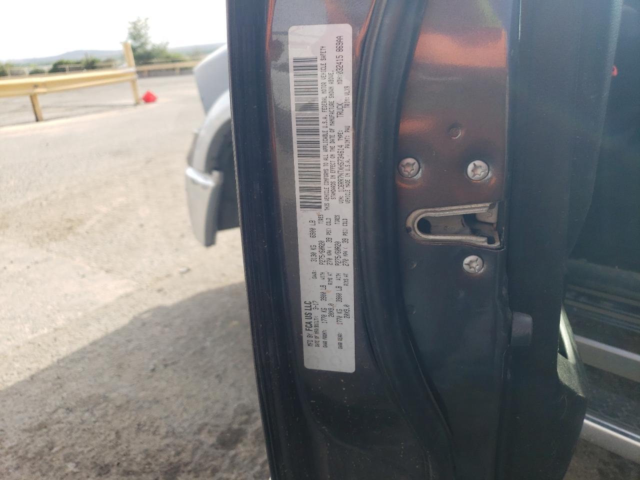 2017 Ram 1500 Laramie Copart, lot number: 59206505, vin: 1C6RR7NTXHS734614. Thumbnail 12