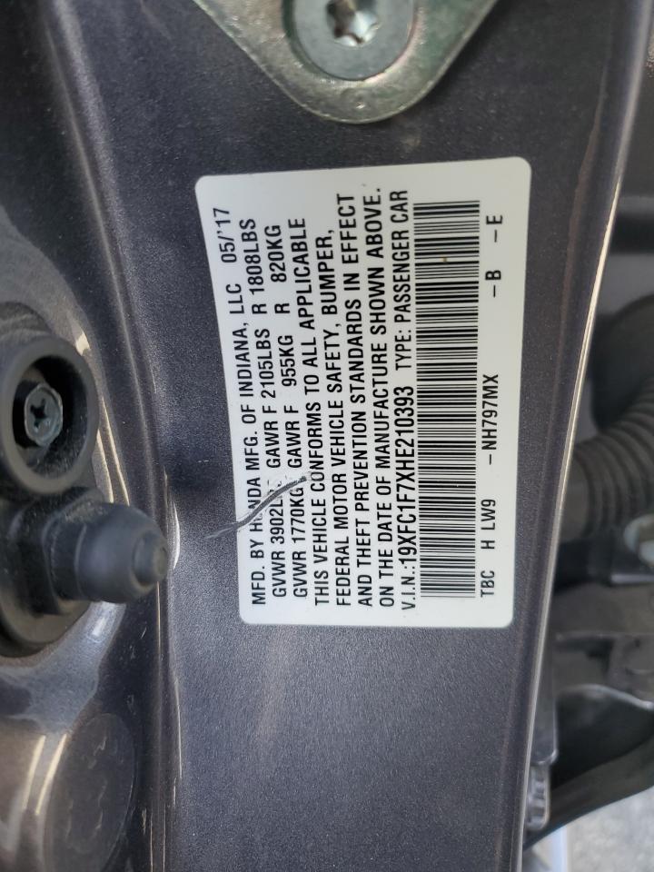 2017 Honda Civic Exl Copart, lot number: 56900305, vin: 19XFC1F7XHE210393. Thumbnail 12