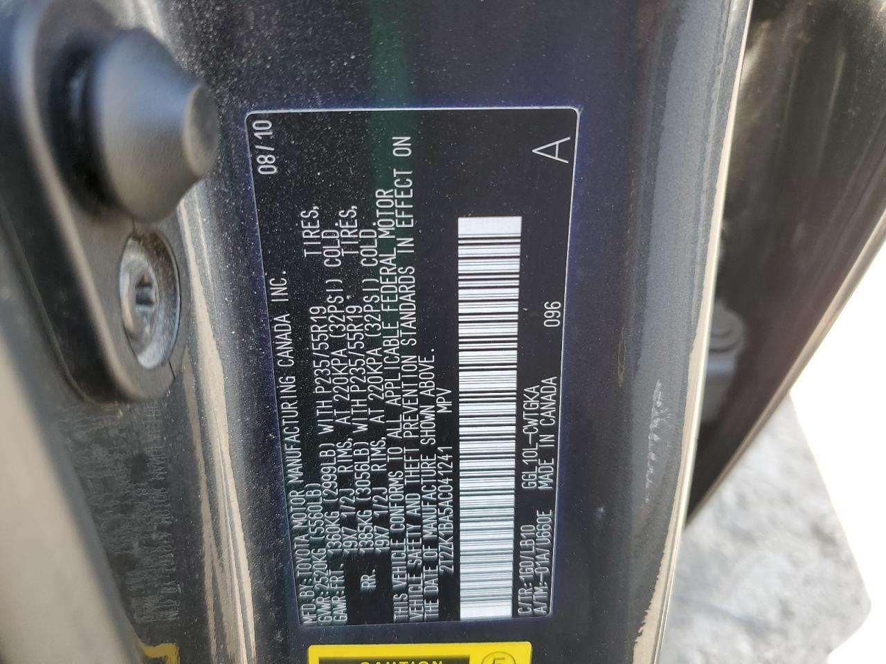 2010 Lexus Rx 350 Copart, lot number: 54827655, vin: 2T2ZK1BA5AC041241. Thumbnail 14