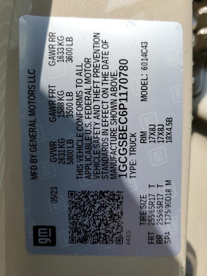 2023 Chevrolet Colorado Copart, lot number: 58307835, vin: 1GCGSBEC6P1170780. Thumbnail 13