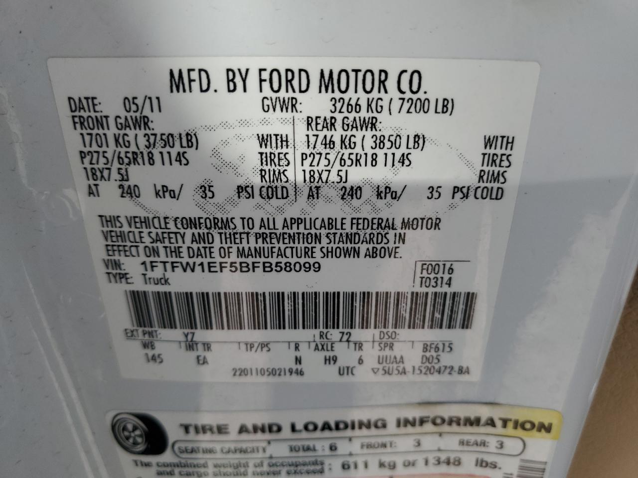 2011 Ford F150 Supercrew Copart, lot number: 56379245, vin: 1FTFW1EF5BFB58099. Thumbnail 12