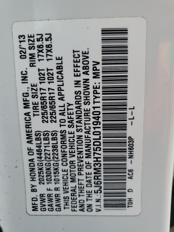2013 Honda Cr-V Exl Copart, lot number: 56013165, vin: 5J6RM3H75DL019401. Thumbnail 13