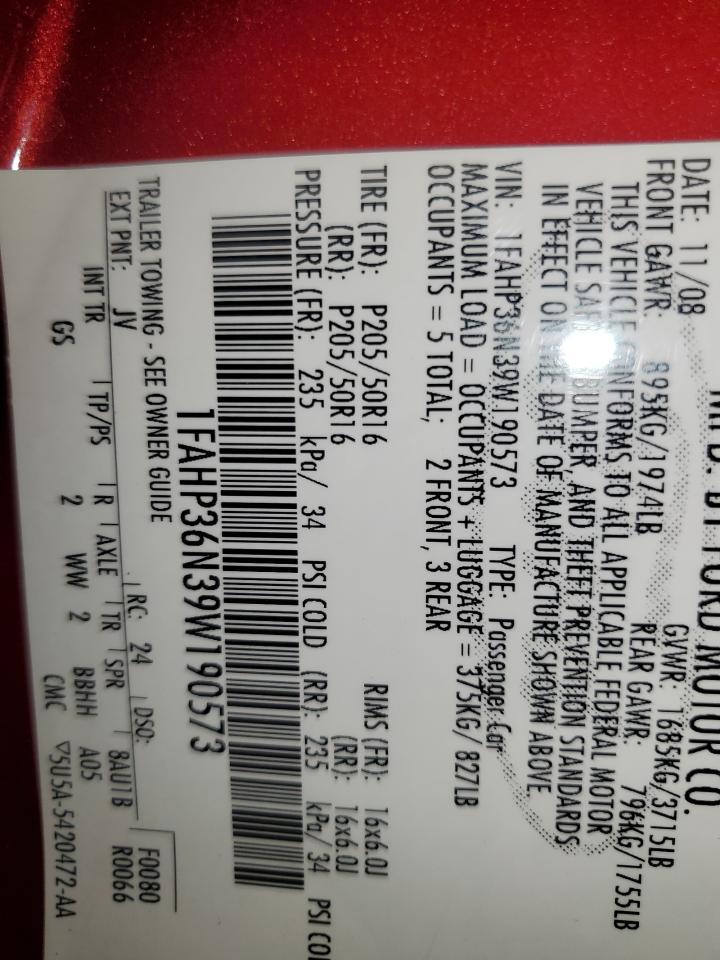 2009 Ford Focus Ses Copart, lot number: 56790655, vin: 1FAHP36N39W190573. Thumbnail 12