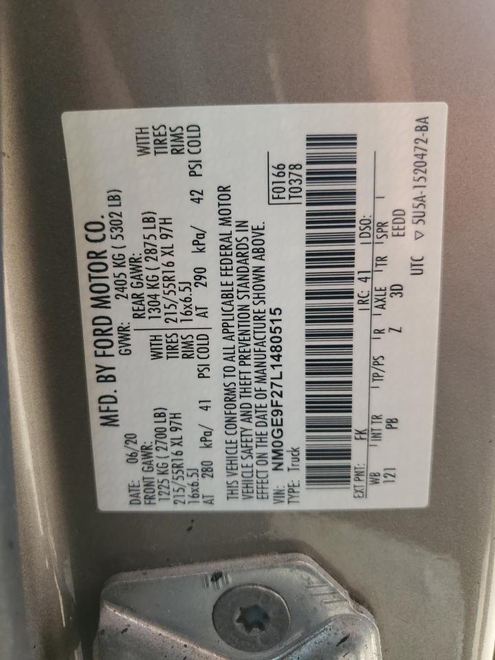 2020 Ford Transit Connect Xlt Copart, lot number: 55385955, vin: NM0GE9F27L1480515. Thumbnail 13