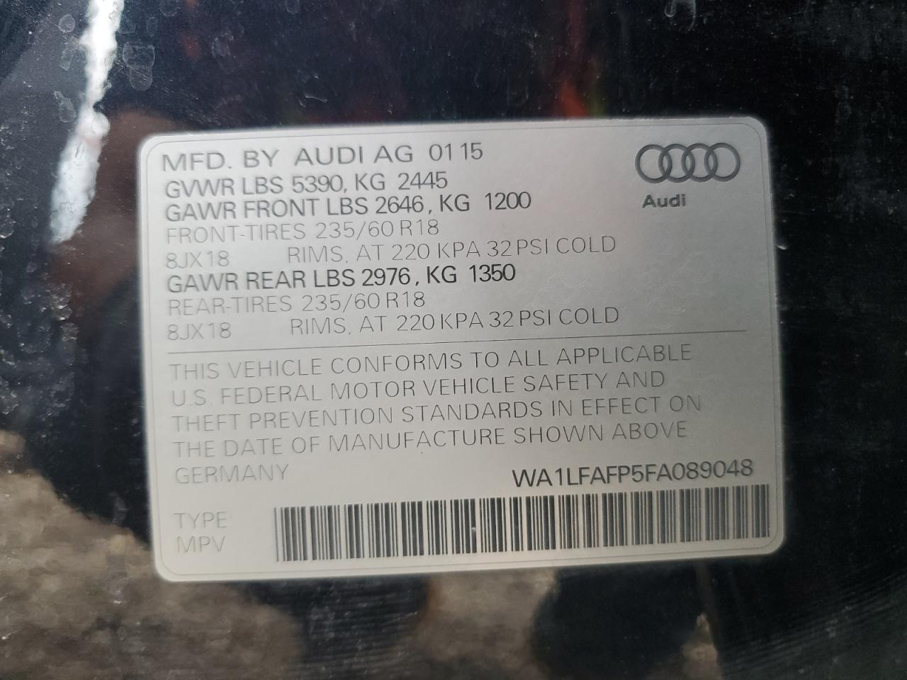 2015 Audi Q5 Premium Plus Copart, lot number: 58327515, vin: WA1LFAFP5FA089048. Thumbnail 13