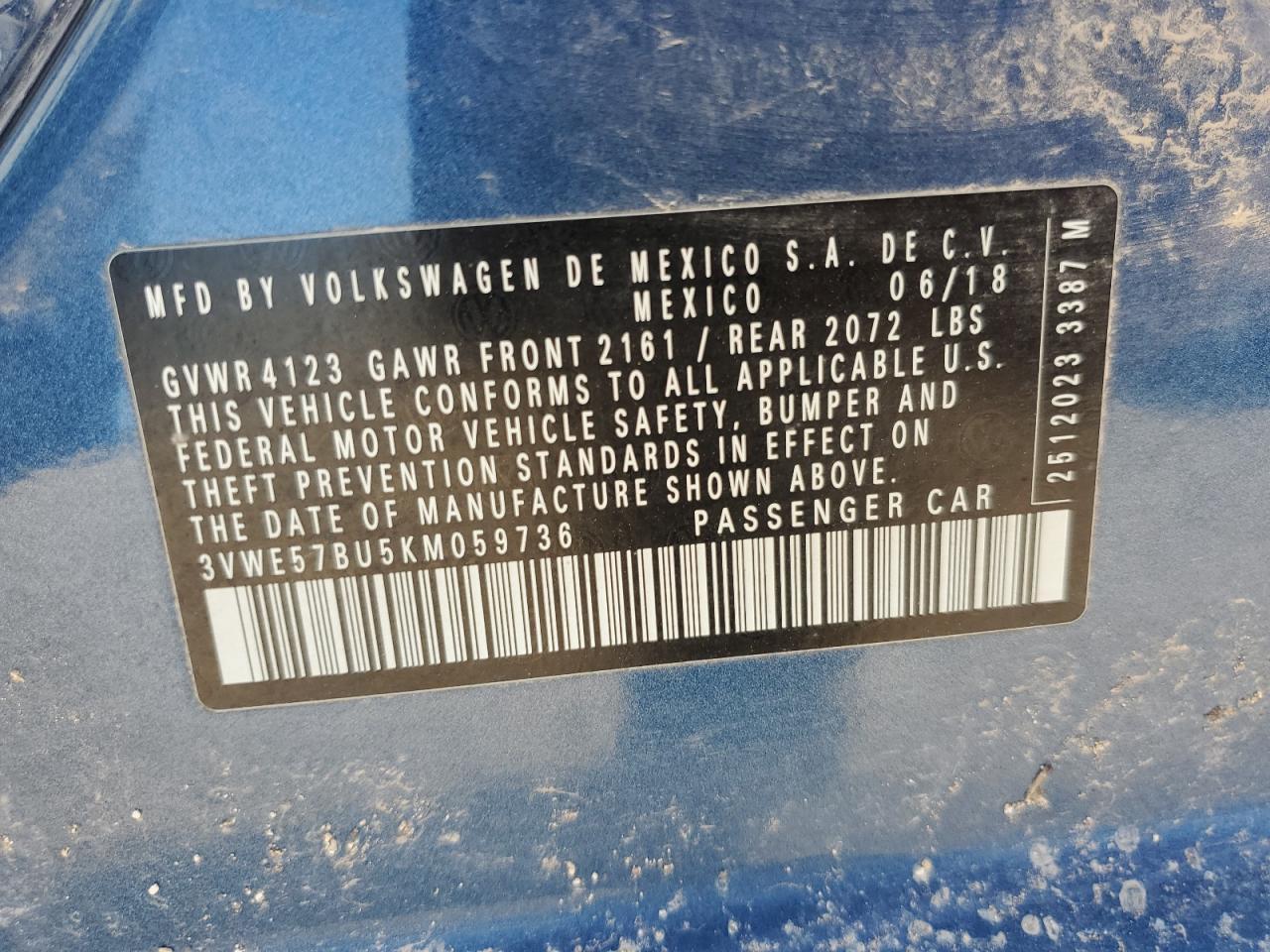 2019 Volkswagen Jetta Sel Copart, lot number: 56608925, vin: 3VWE57BU5KM059736. Thumbnail 12