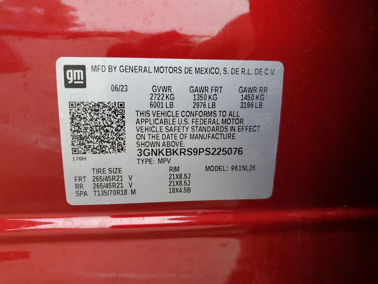 2023 Chevrolet Blazer Rs Copart, lot number: 55012315, vin: 3GNKBKRS9PS225076. Thumbnail 12