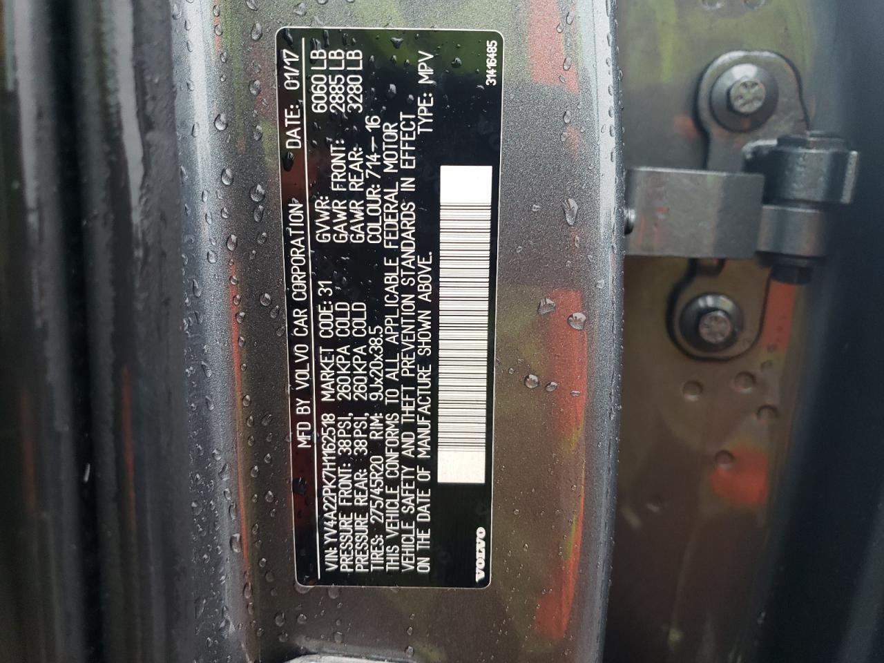 2017 Volvo Xc90 T6 Copart, lot number: 58136445, vin: YV4A22PK7H1162518. Thumbnail 13