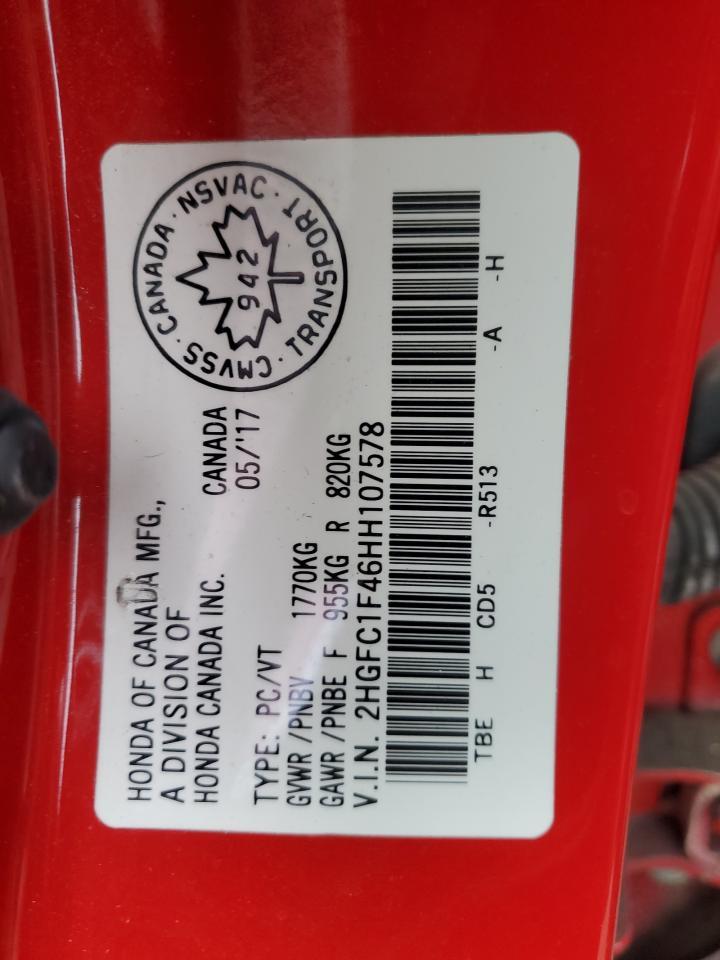 2017 Honda Civic Ex Copart, lot number: 55946225, vin: 2HGFC1F46HH107578. Thumbnail 12