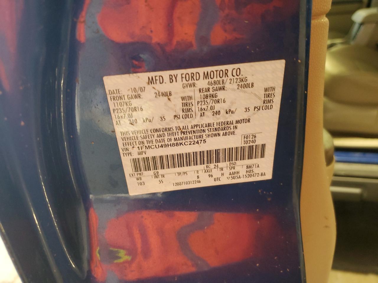 2008 Ford Escape Hev Copart, lot number: 56979175, vin: 1FMCU49H88KC22475. Thumbnail 15