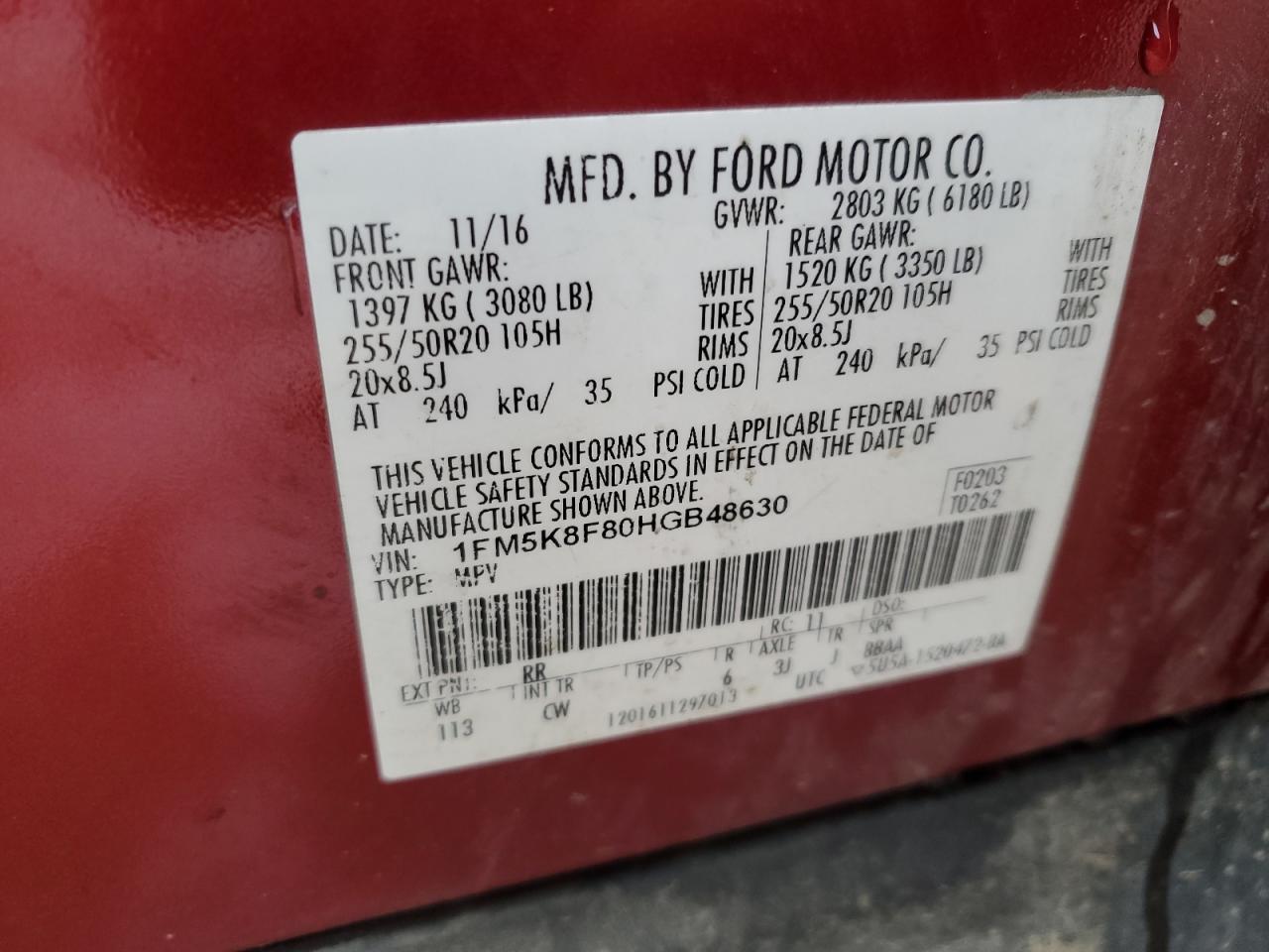 2017 Ford Explorer Limited Copart, lot number: 82632684, vin: 1FM5K8F80HGB48630. Thumbnail 13