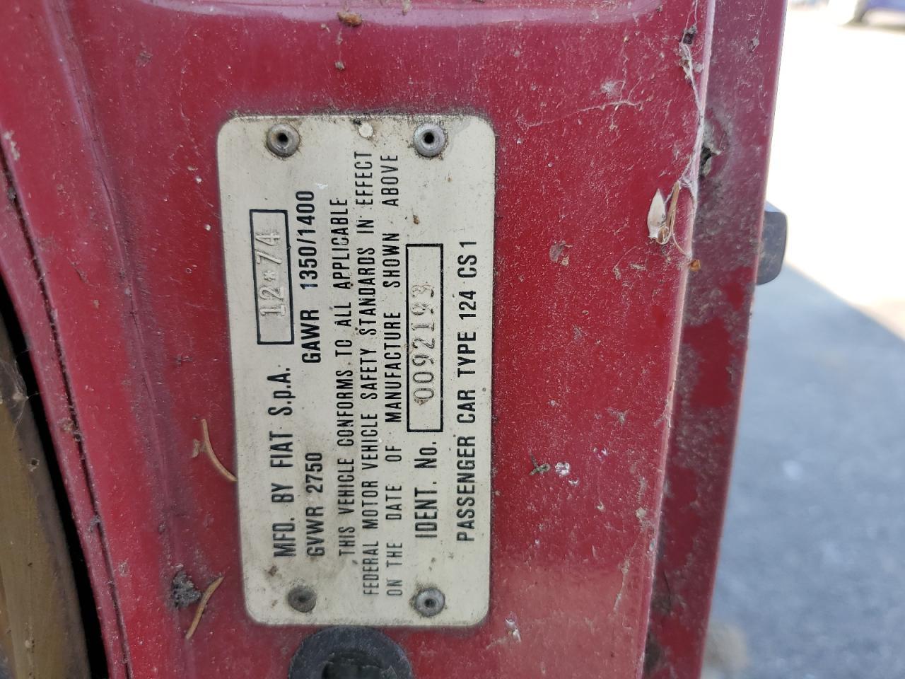 1975 FIAT 124 SPIDER Copart, lot number: 69094623, vin: 124CS10092193. Thumbnail 12