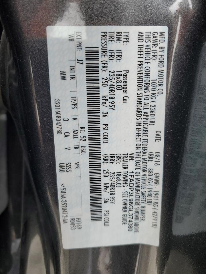 2016 FORD FOCUS ST Copart, lot number: 71361723, vin: 1FADP3L98GL374380. Thumbnail 12