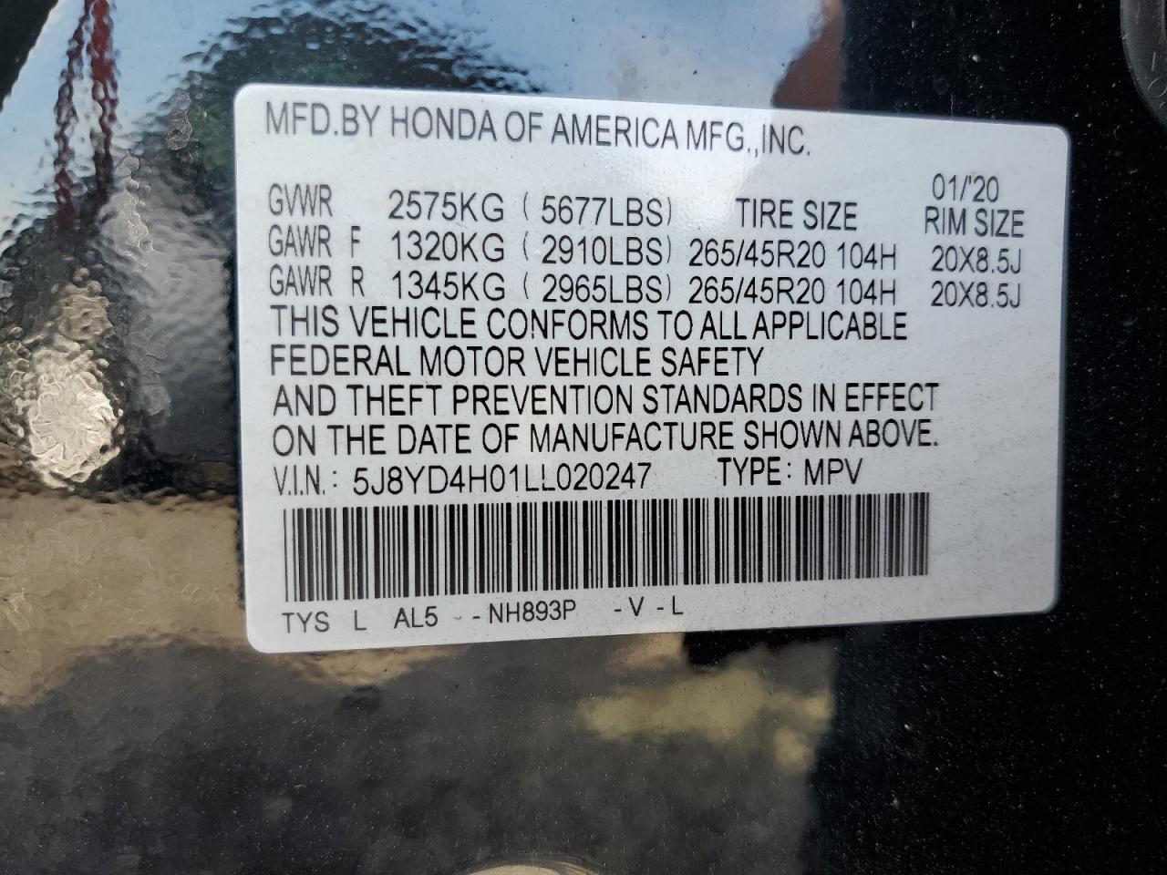 2020 Acura Mdx A-Spec Copart, lot number: 72476272, vin: 5J8YD4H01LL020247. Thumbnail 14